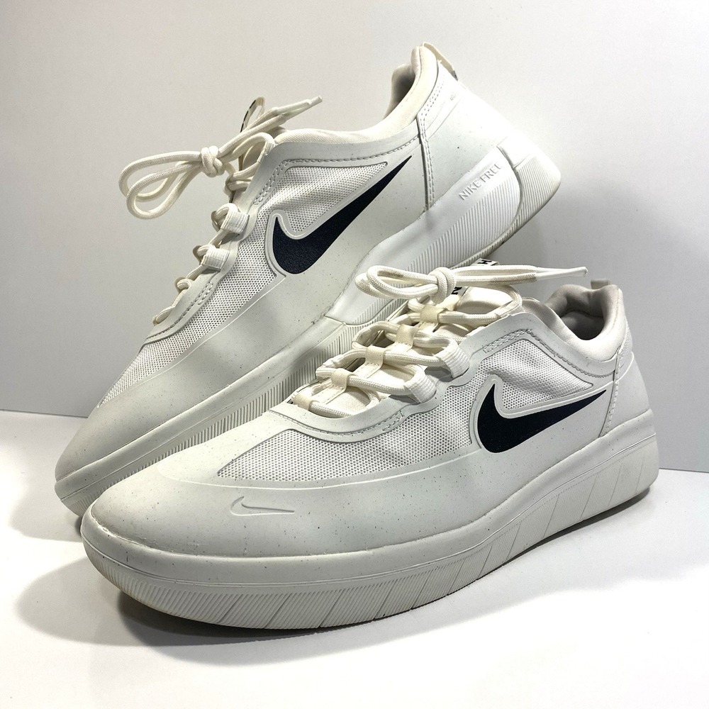 Nike SB Nyjah Free 2 Shoes Mens Size 11 White Skate Sneakers BV2078-100